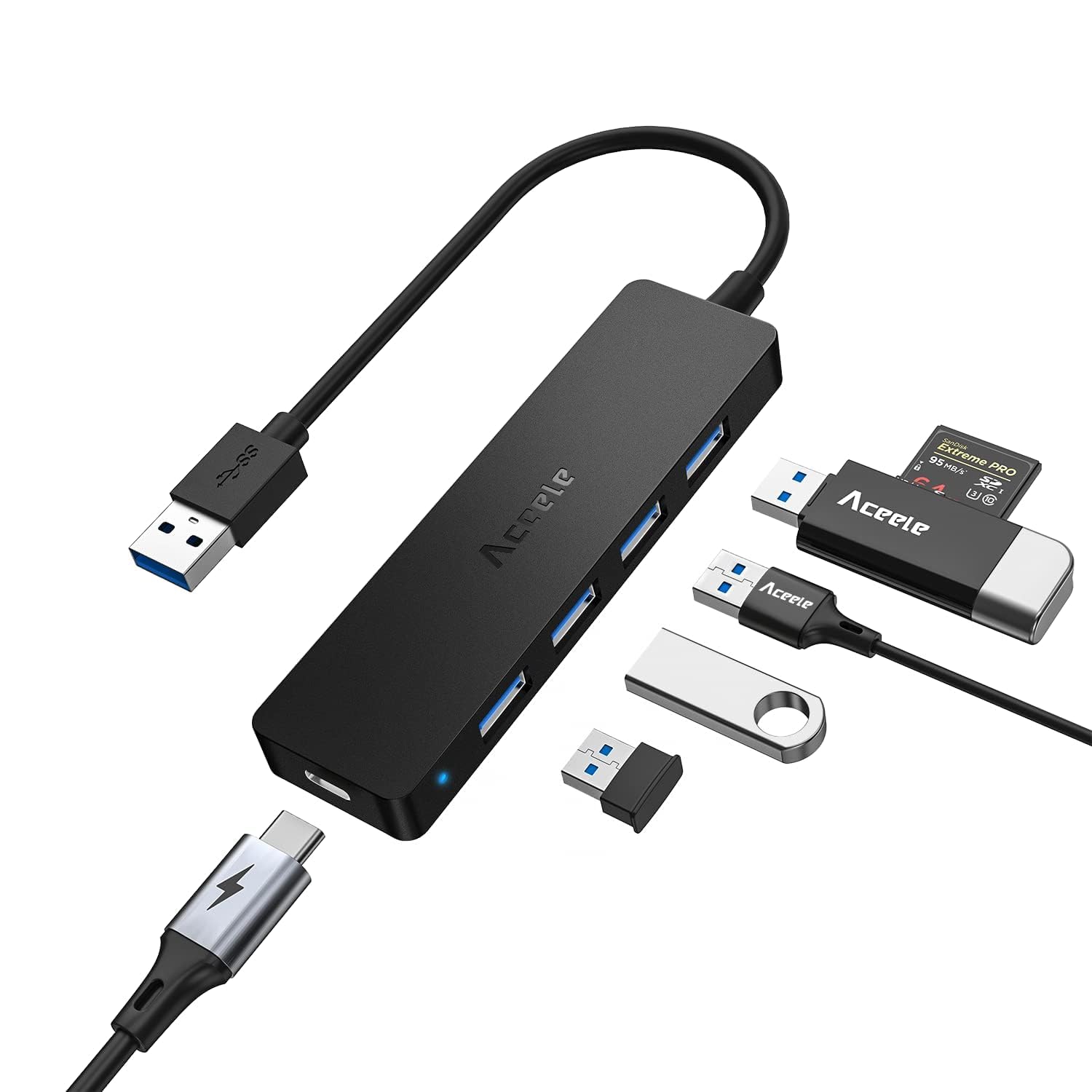 Aceele USB nu 5|[g USB 3.0 nu Type-C dp|[gtPS4Ή 20cm y RpNg5Gbpsf[^] usb hub ݑΖUSB/L[{[h/}EXȂǎgp\ MacBook/Surface Pro/ChromebookȂǑΉ