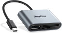 RayCue USB C - Micro SD TFメモリーカードリーダー iPad Pro MacBook Pro/Air Chromebook対応 3-in-1 USBカメラカードリーダーアダプター XPS Galaxy S10/S9 その他USB Cデバイス用 アルミ合金製 灰色