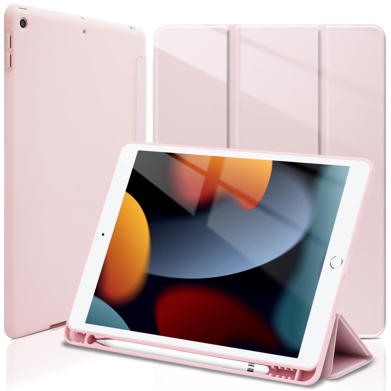 Wonzir iPad 第9世代 ケース iPad 10.2 ケース (2021/2020/2019モデル) ペン収納 スタンド機能 iPad 10.2 インチ 第9世代/第8世代/第7世代 保護カバー 軽量 薄型 シンプル 三つ折りスタンド 全面保護型 傷つけ防止 iPad 第8世代 ケース 手帳型 iPad 第7世代 ケース 便利