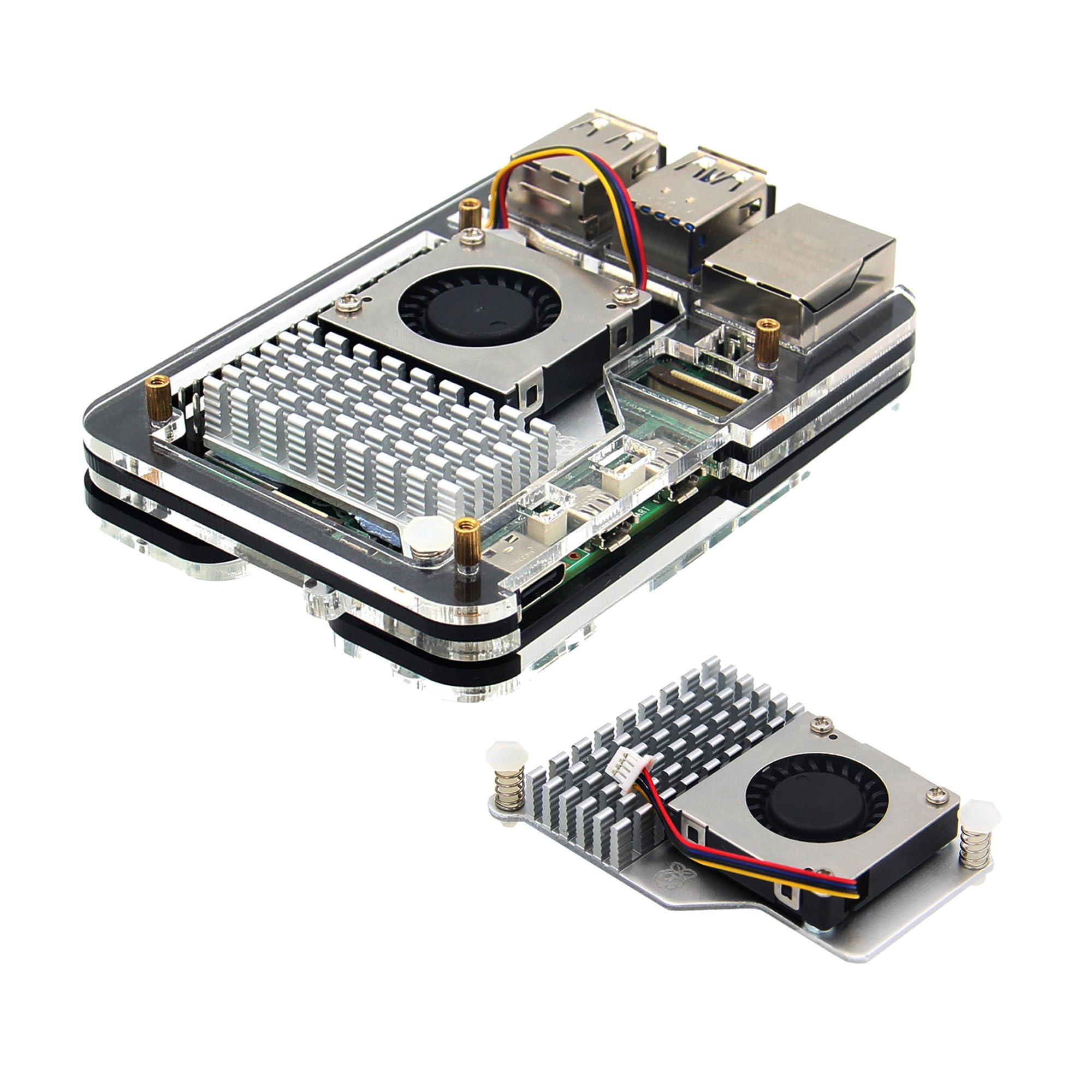 Geekworm Raspberry Pi 5 ケース、アクリル ケース、冷却ファンクーラーが付き、 ラズベリーパイ5に適用