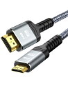 商品情報商品の説明主な仕様 双方向転送：コネクタ形状はHDMI(タイプA・19ピン)-Mini HDMI(タイプC・19ピン)です。ご購入前に、お使いの機器のコネクタ形状と合っているか必ずご確認の上でお買い求め下さい。（ご注意： Micro HDMI/Micro USB/Lightning/Mini DPに非対応）br4K 高解像度：4K 60Hz 2160p(UHD)、1440p (QHD))および1080P(HD)ビデオ解像度に対応します。色深度は従来のフルカラー（24bit）から、ディープカラー（30/36/48/60bit）まで対応し、より忠実な色彩を再現可能です。このhdmi mini hdmiケーブルを使用すると、滑らかなで美しい4K映像を楽しめます。brHDMI 2.0規格：Mini HDMI ケーブルはHDR・イーサネット双方向転送・フルHD・3D映像・ARC(オーディオリターンチャンネル)に対応しています。最大帯域幅18Gbpsをサポートし、映像信号と音声信号を高速伝送できます。br対応機種：Mini HDMI to HDMI ケーブルはMini HDMI端子を搭載したカメラ、タブレット、グラフィックスカードなどのAV機器をHDMI端子付きのHDTV、モニター、プロジェクターなどのAV機器に接続できます。br改良のデザイン：Mini HDMI HDMI ケーブルは24K金メッキプラグと3重シールドの組み合わせにより、信号劣化を抑え、外部からの干渉を防ぎ、より安定した信号伝送を保証します。ナイロン編みと根部折り曲げ改良のデザインで、強靭で折れにくい、耐久性を高めます。