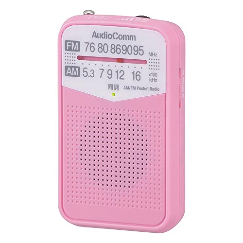 オーム(OHM) 電機AudioComm AM/FMポケットラジオ ポータブルラジオ コンパクトラジオ 電池式 ピンク RAD-P133N-P 03-7243