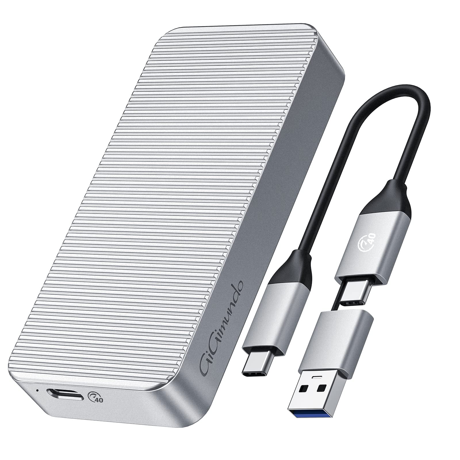 GiGimundo M.2 SSD OtP[X40Gbps Thunderbolt 3/4 A~ގ M USB3.2/3.1/3.0݊UASP&TrimΉ 2-in-1 USB4.0 NVMe M |[^u C to C/A t M.2 SSDOt GN[W (40Gbps-Vo[)