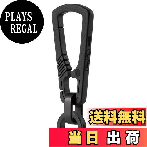 【送料無料】[KeyUnity] KM16BK チタン カラビナキーホルダー クリップクイック リリース Dリングキーホルダー カラビナ 連結用 キーリング付き 軽量 2色 シルバー/PVDブラックー