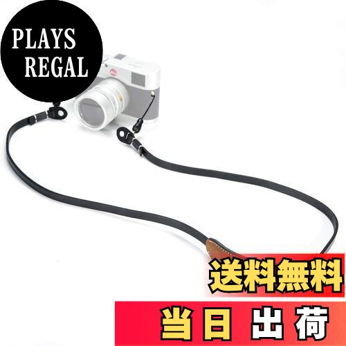 【送料無料】[CANPIS] カメラストラップ 革 パット付き カメラショルダー&ネックストラップ レザー ミラーレス用 CP005-黒褐色