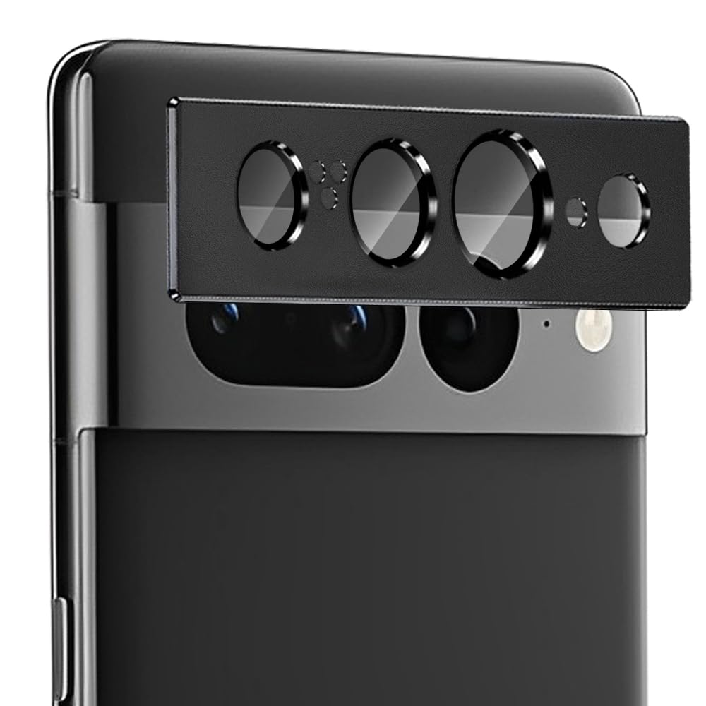 ZXZone For Google Pixel 7 Pro カメラフィルム アルミ合金製＋AR高透過率強化ガラス ZXZone ピクセル7Pro レンズ保護 カメラカバー レンズ保護 フィルム 防爆裂 ・耐衝撃・スクラッチ防止・露出オーバー防止・ケースに干?なし（1枚） (Pixel 7 Pro, ブラック)