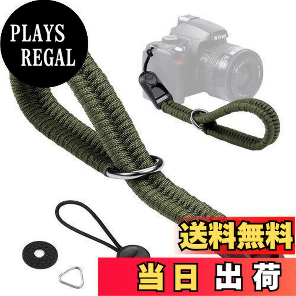 【送料無料】[Yullmu] カメラストラップ カメラ ハンドストラップ パラコード編み アンカーリンクス 三角リング付き 一眼レフ・ミラーレス用 緑