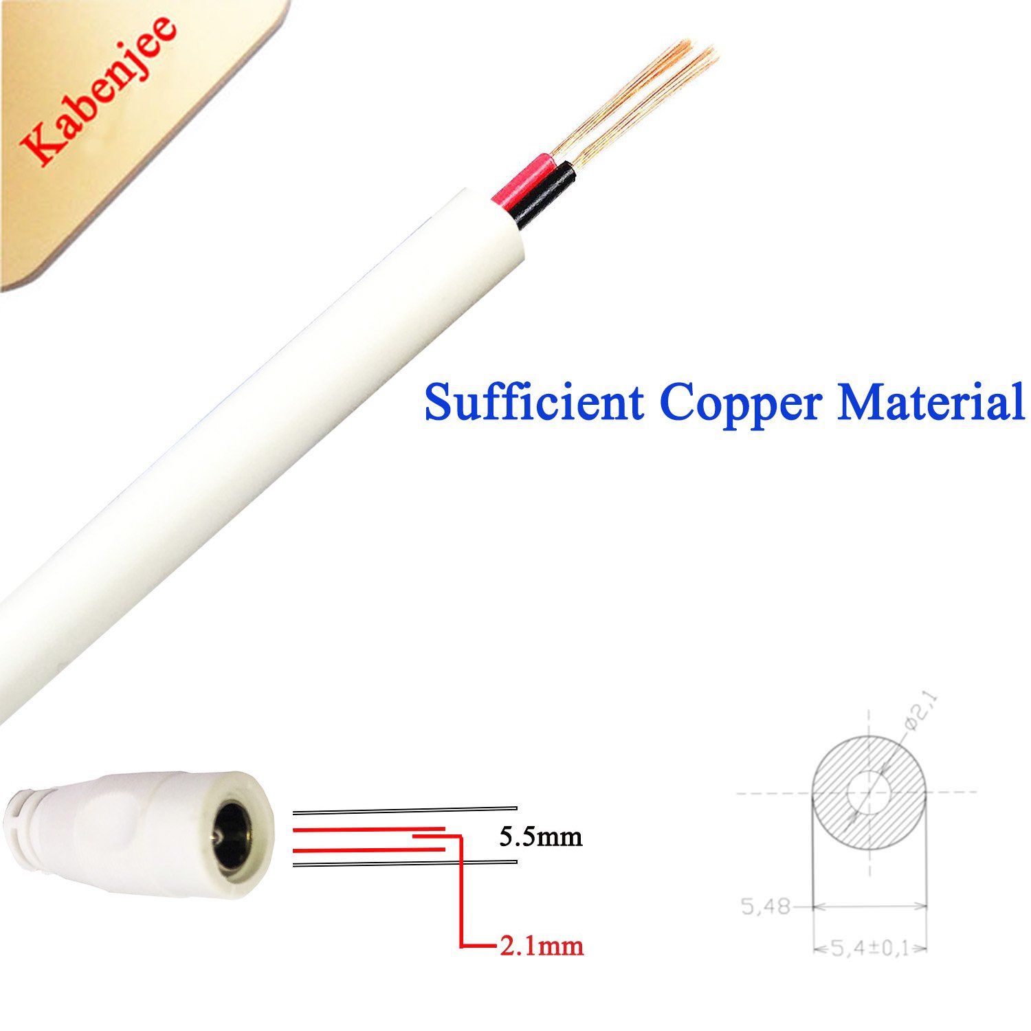 ������̵����Kabenjee 2x 3m ��AC�����ץ���Ĺ�����֥�,LED�ơ������Ÿ�������DC �ѥ�����֥�DC 5.5x2.1mm�ץ饰����å���Ĺ�����֥�,CCTV����顢IP���ȥ���饷���ƥ��Ѥ�DC��Ĺ���ͥ���������DC�α�Ĺ������