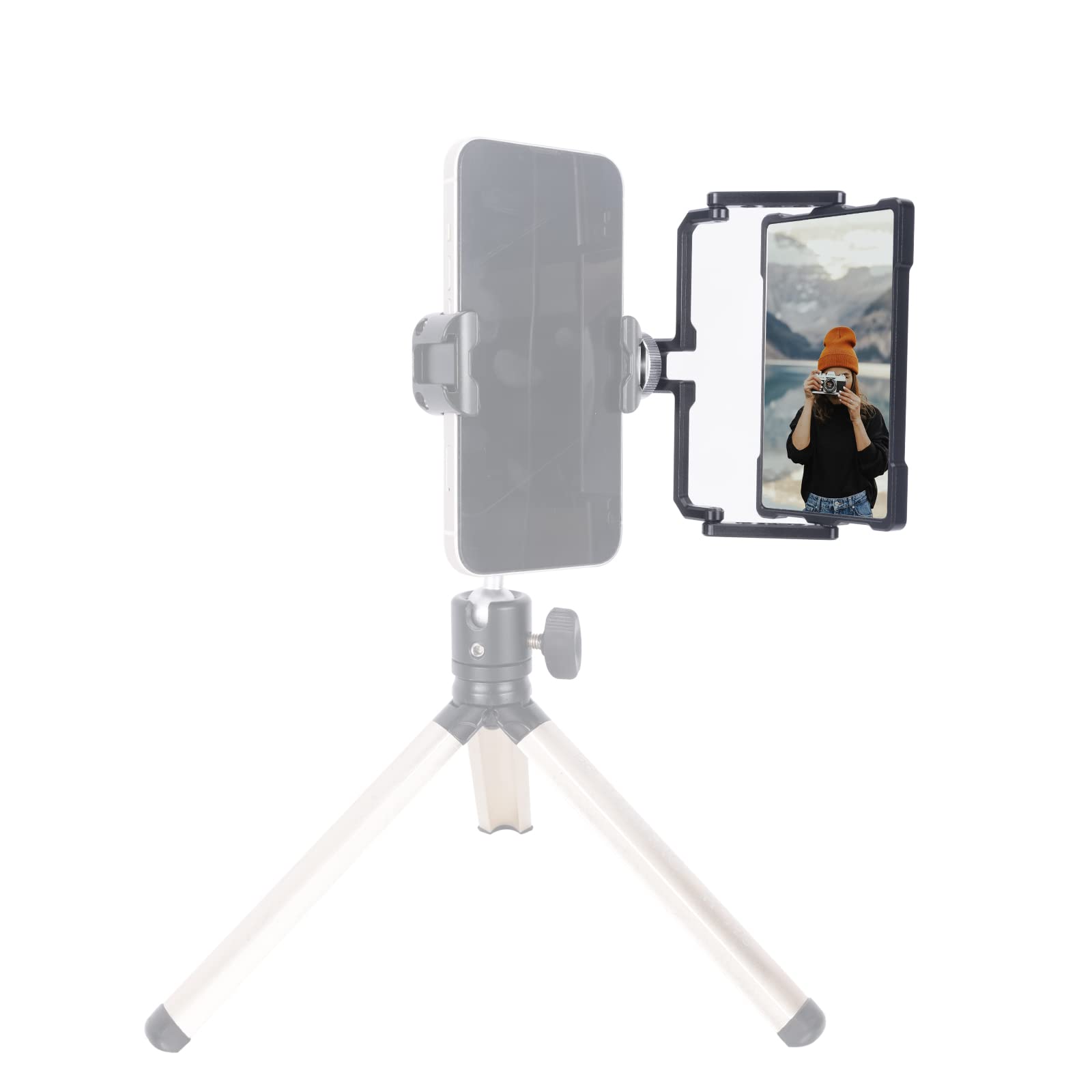 NICEYRIG 自撮りモニター スマホフリップスクリーンミラー 汎用スマートフォン反射ミラー 360°回転可能 軽量 折り畳み式 アルミ材料 iPhone 14/13/12/11/XS Pro/Samsung Galaxyに対応 自撮り用 アクセサリー（1件単品）-534
