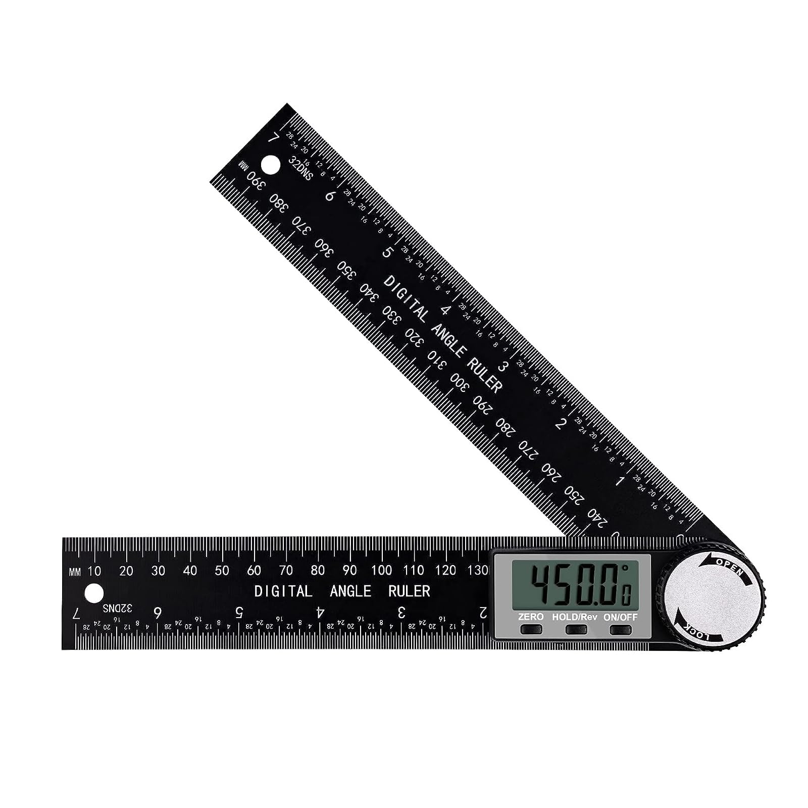 DFsucces デジタル 角度計 分度器 200mm LCD液晶画面 0-360°測定範囲 自由調整 角度測定 長さ測定 電池..