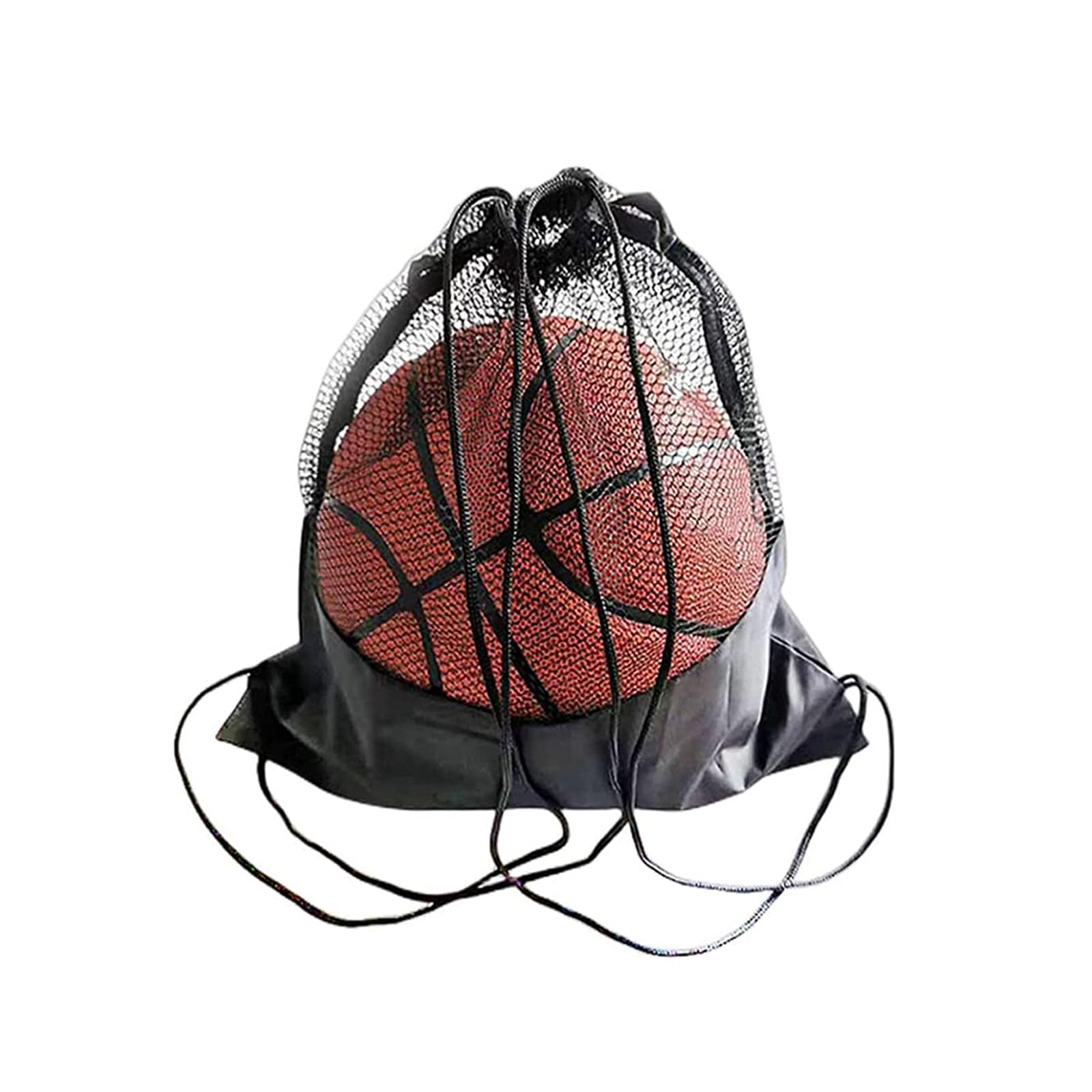 DFsucces ボールバッグ バスケット ポーチバッグ 耐久性 軽量 折りたたみ式 野球 テニス ラグビー リュック 携帯便利 多機能 収納 (1個セット, ブラック)