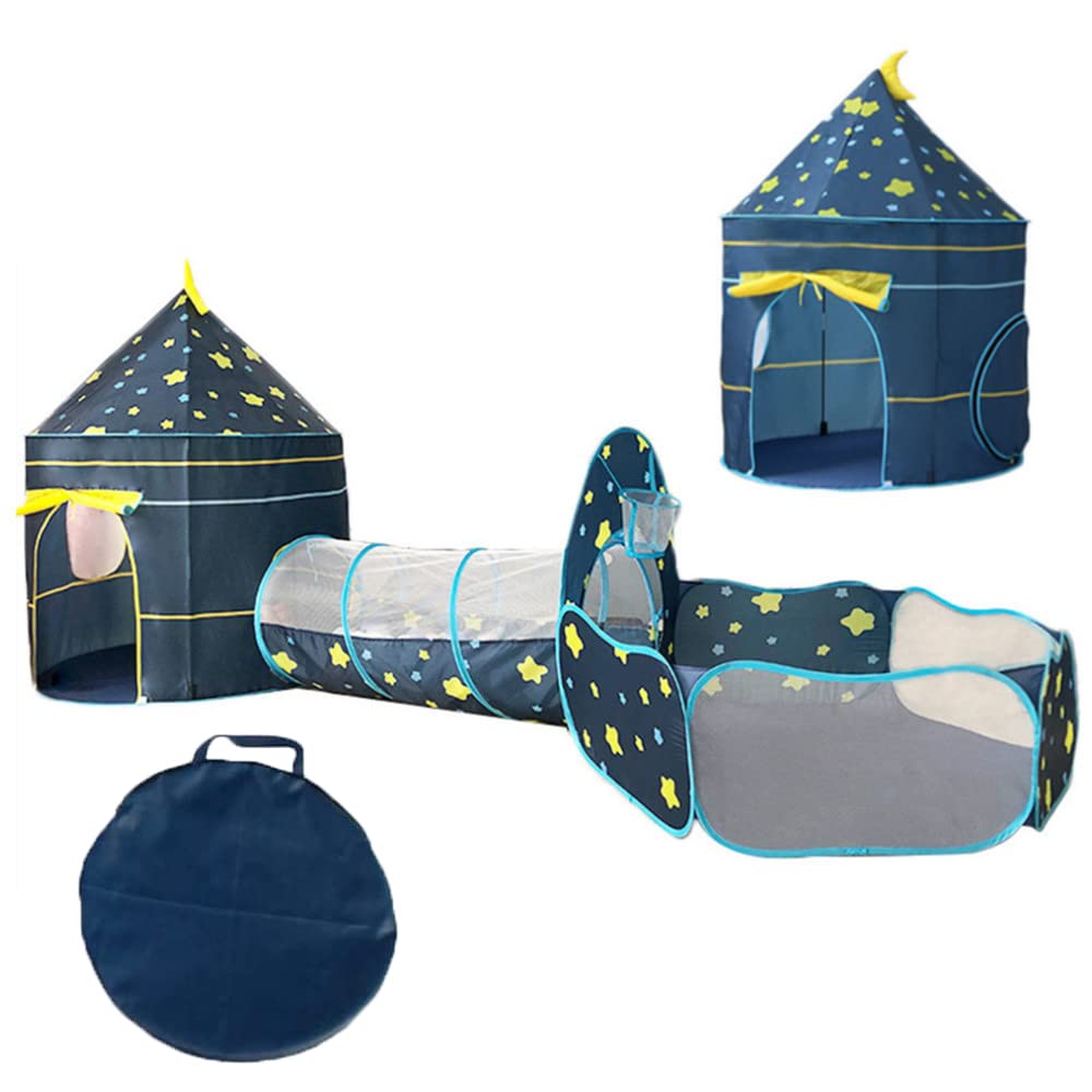 BeneBomoこどもテント キッズテントセット ポップアップ テント子供用3ピースセット ボールプールテントハウス Kids Tents プレイテントハウス 室内/屋外 取り付け簡単 キャリーバッグ付き (ブルー)