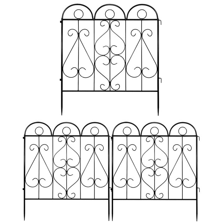 Rxakudedo ガーデンフェンス花壇 柵 フェンス・垣 フェンス 屋外 3枚組 錬鉄スタイルの装飾ボーダー、フェンス 園芸用 防錆ランドスケープパティオフラワー庭