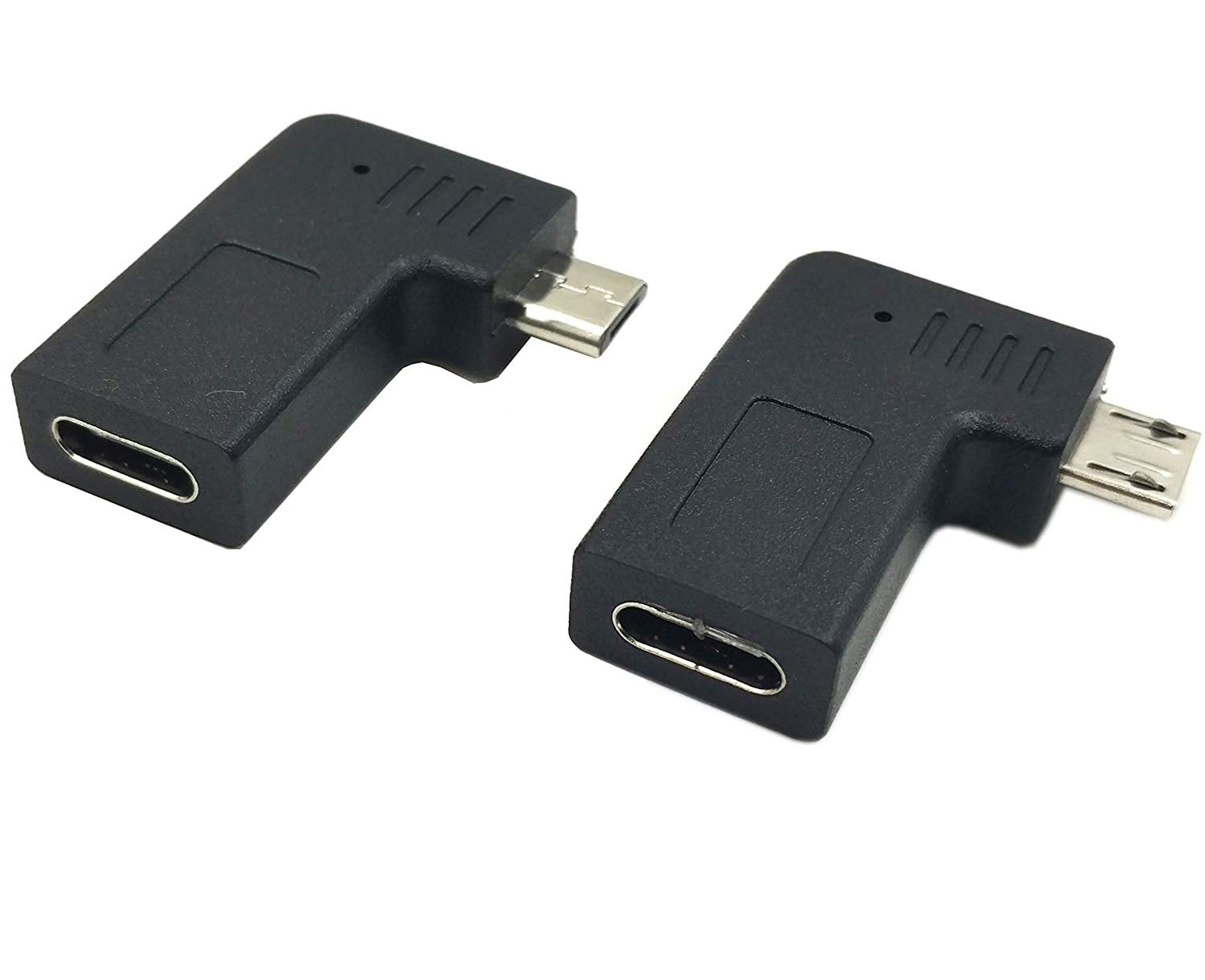 Duttek USB Type C to Micro USB 変換 アダプタ、 USB C to Micro USB 変換コネクタ、 90度角度付き L字型 タイプ-C メス to マイクロUSB オス 5ピン [左向き/右向き] USB 端子 変換コネクタ アダプタ [2個セット]