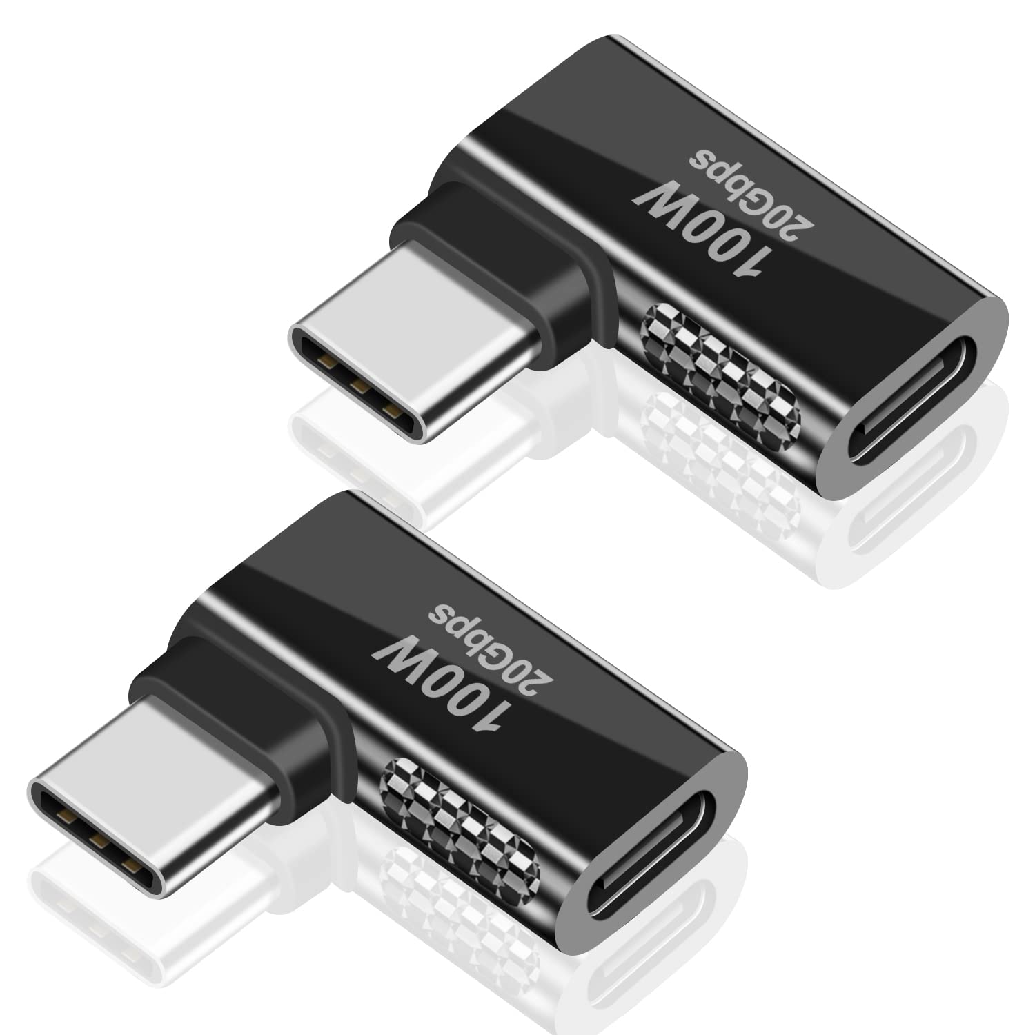 Duttek USB Type C L字型 変換アダプタ、USB タイプ c オス メス USB-C L字延長アダプタ 高速充電 100W、8K@60HzAudio および OTG 機能のビデオ伝送 steamdeck、ipad、MacBook、タブレット、電話 に対応します (2個パック)。