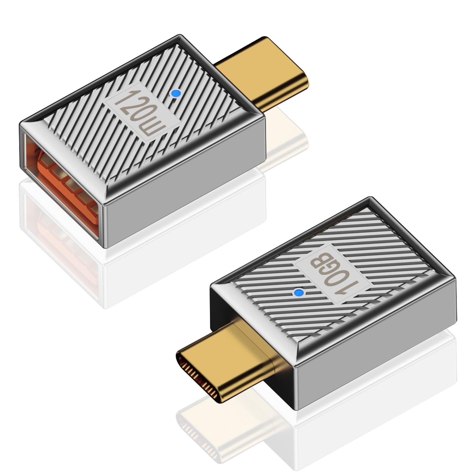Duttek 10Gbps USB-C to USB-A変換アダプタは、120W USB-Cオス USBメス 変換アダプタ, 亜鉛合金製の両面USB AからUSB Cアダプターで、高速データ転送と高速充電を提供します。これは、ラップトップ、充電器、パワーバンクなどに使用することができます2個