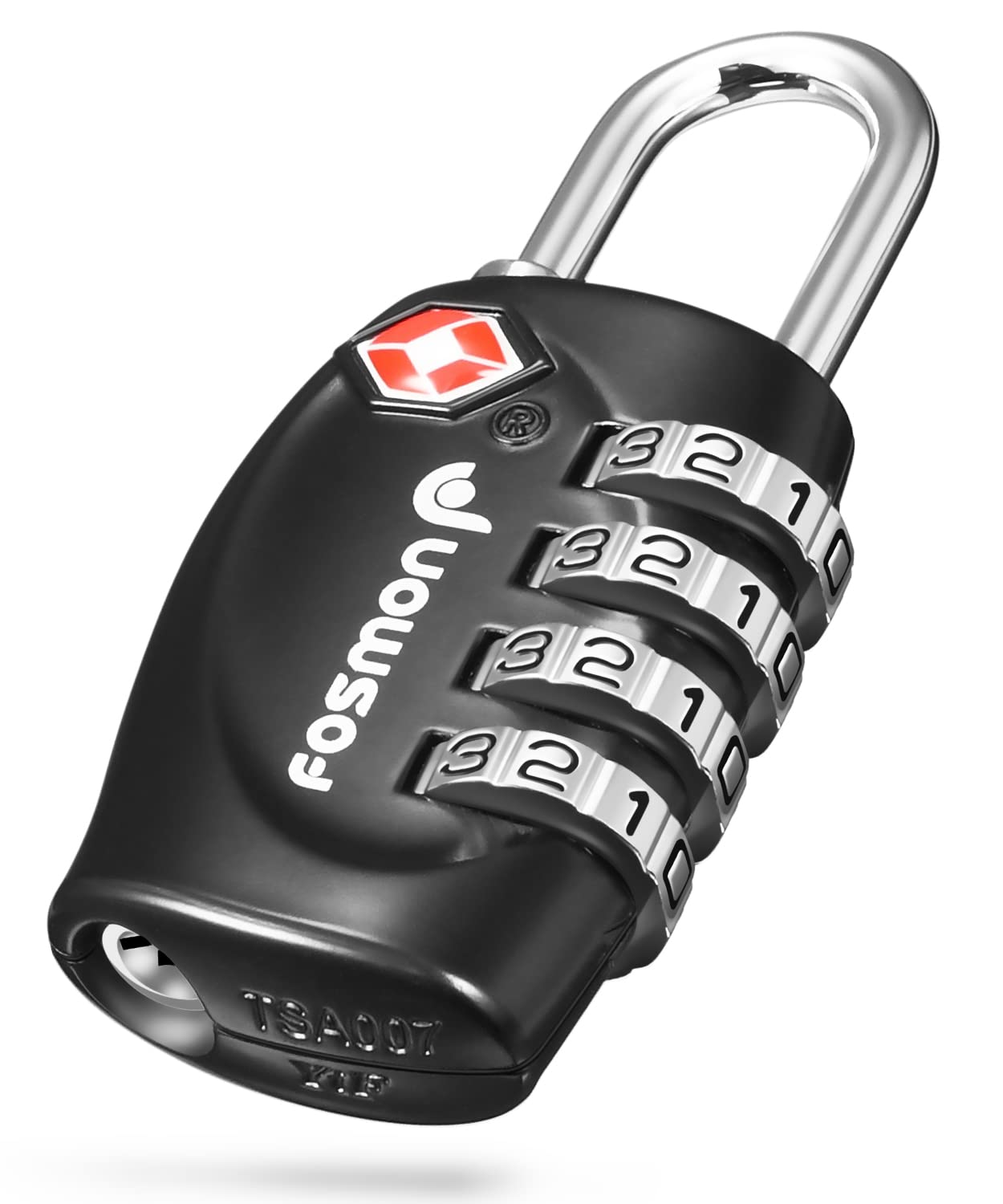 Fosmon (1個セット) TSAロック認定 4桁ダイヤルロック 南京錠の鍵 海外旅行荷物スーツケース用 4ダイヤルロック (ブラック) (1Pack)
