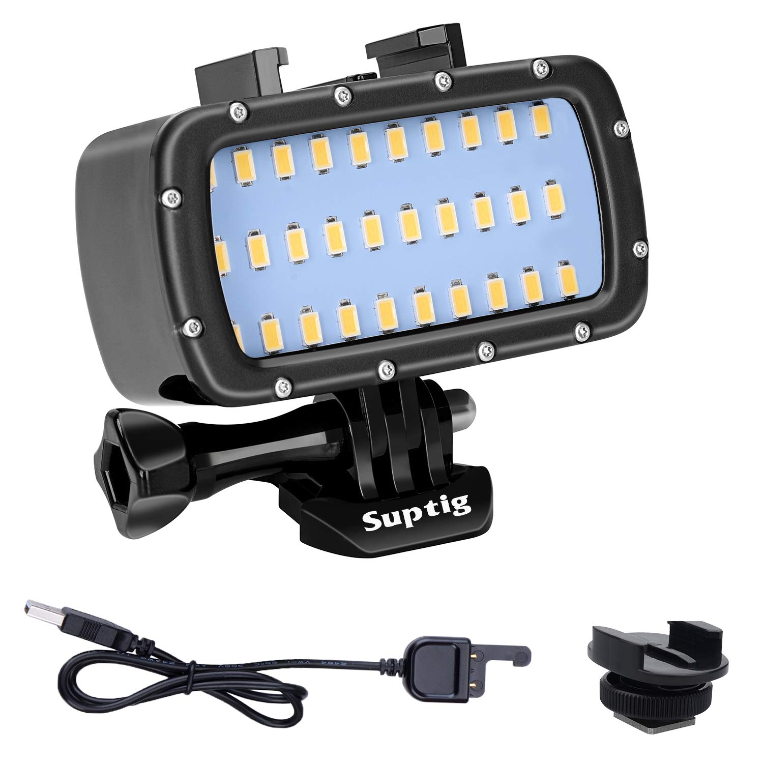 Suptig 30 LED ビデオライト 防水ライト 水中ライト GoPro Hero 10 Hero 9 Hero 8 Hero 7 Hero 5 Hero 6 Hero 4 Canon Nikon Sony Olympus SLRカメラ用 防水 180フィート (55m)