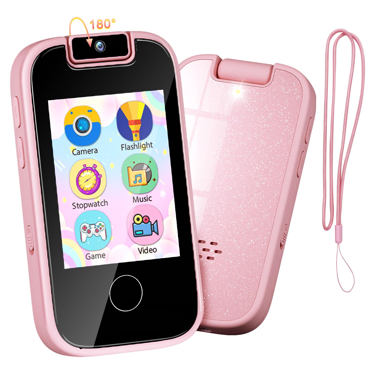 PTHTECHUS? 子供 スマートフォン 赤ちゃんの携帯電話 おもちゃ, 子供用スマートフォン、子供向けKids Phone 知育おもちゃ 2.8インチ 幼児用モバイルスマートフォン、MP3 音楽再生 ゲーム 録画録音 トーチ カメラ 男の子と女の子、物語出る 携帯電話 子供用 クリスマス 感