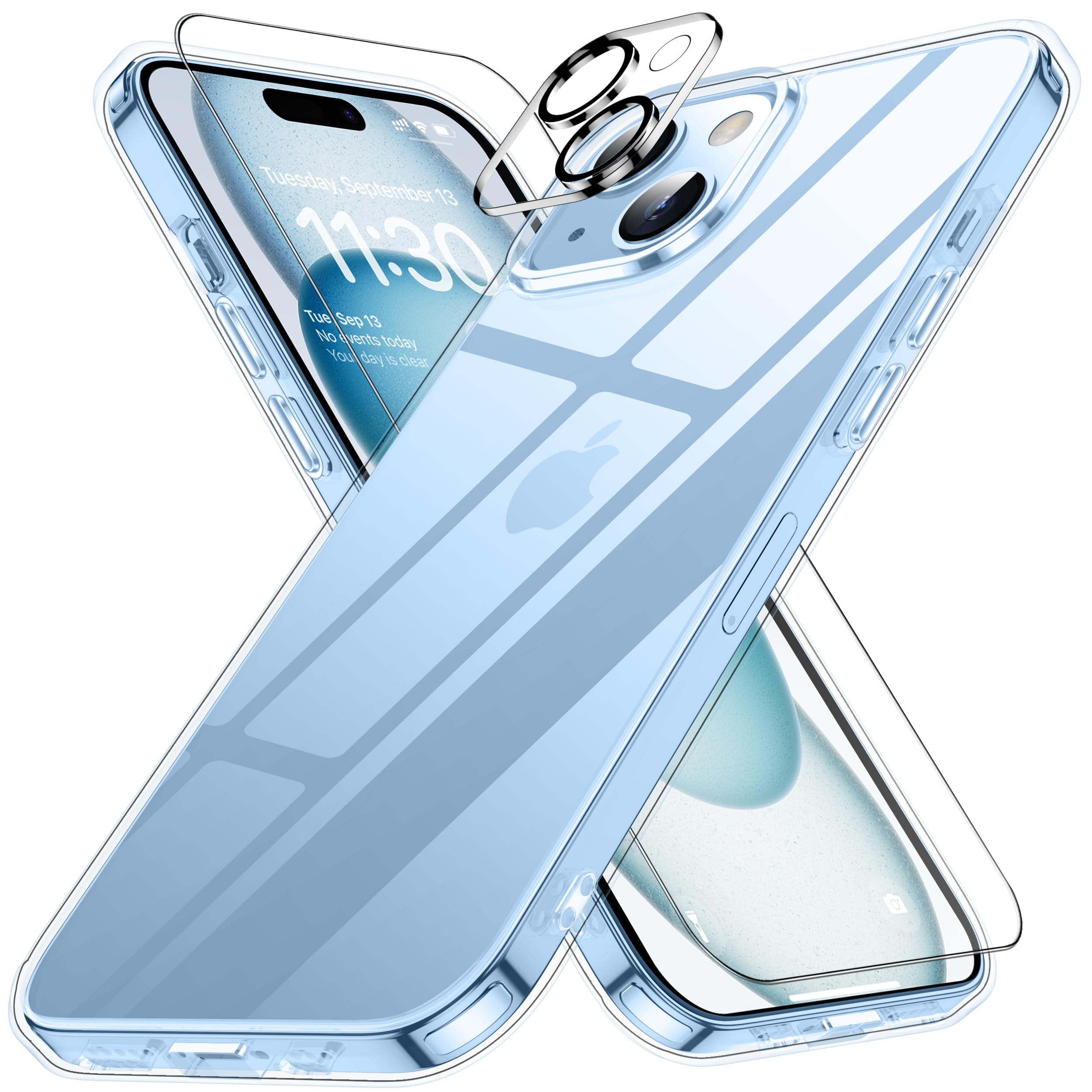 【送料無料】iphone15 用 ケース クリア 耐衝撃 カメラレンズ保護付き アイフォン15 用 ケース 米軍MIL規格 耐久性 アイホン15 用 ケース 黄ばみ防止 ワイヤレス充電対応 SGS認証 スマホケース カバー 透明 6.1インチ XIWXI