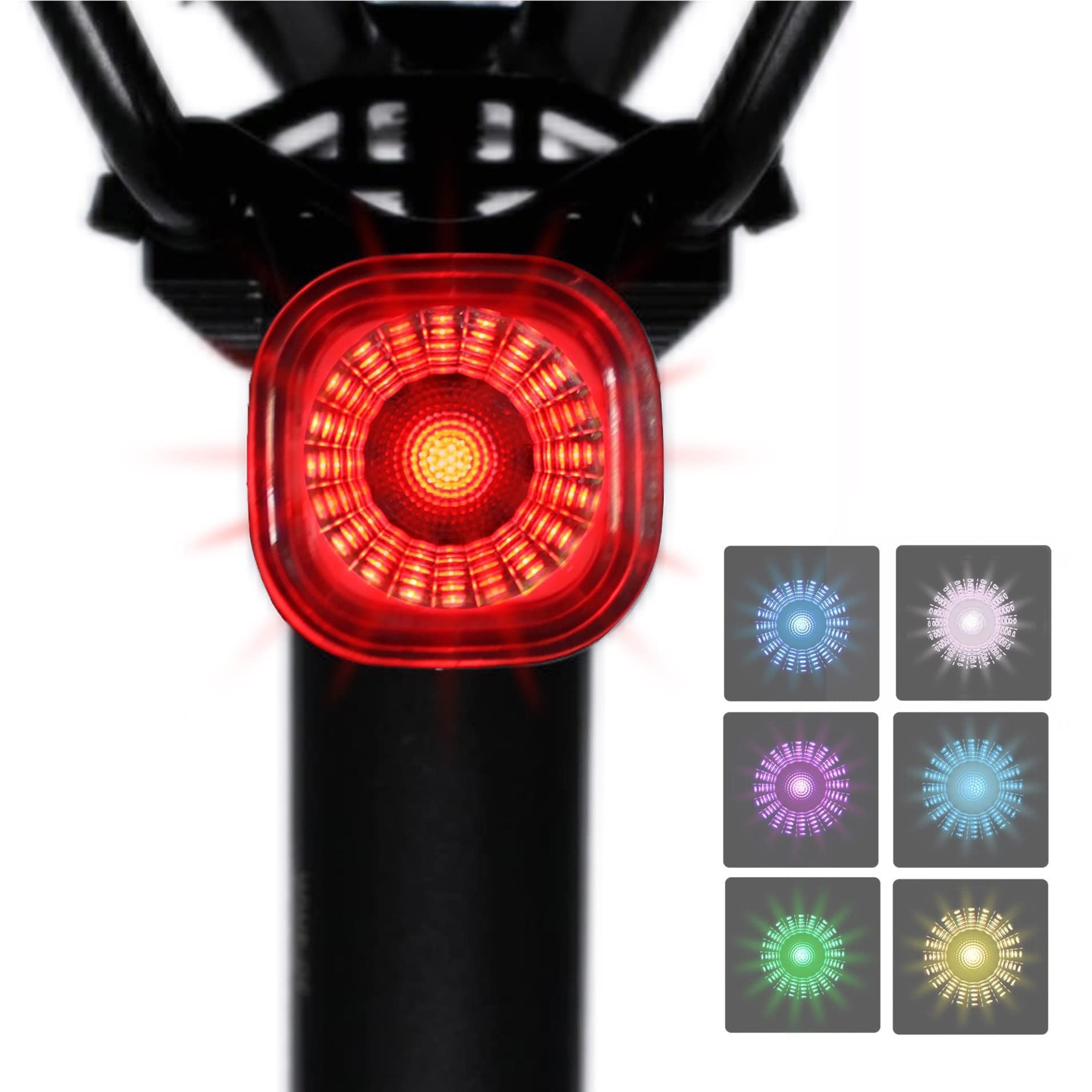 Gelielim テールライト 自転車 リアライト 自動点灯 IPX6防水 USB充電式 高輝度 長時間対応 ロードバイクリアライト 夜間走行 簡単装着 (5種類)