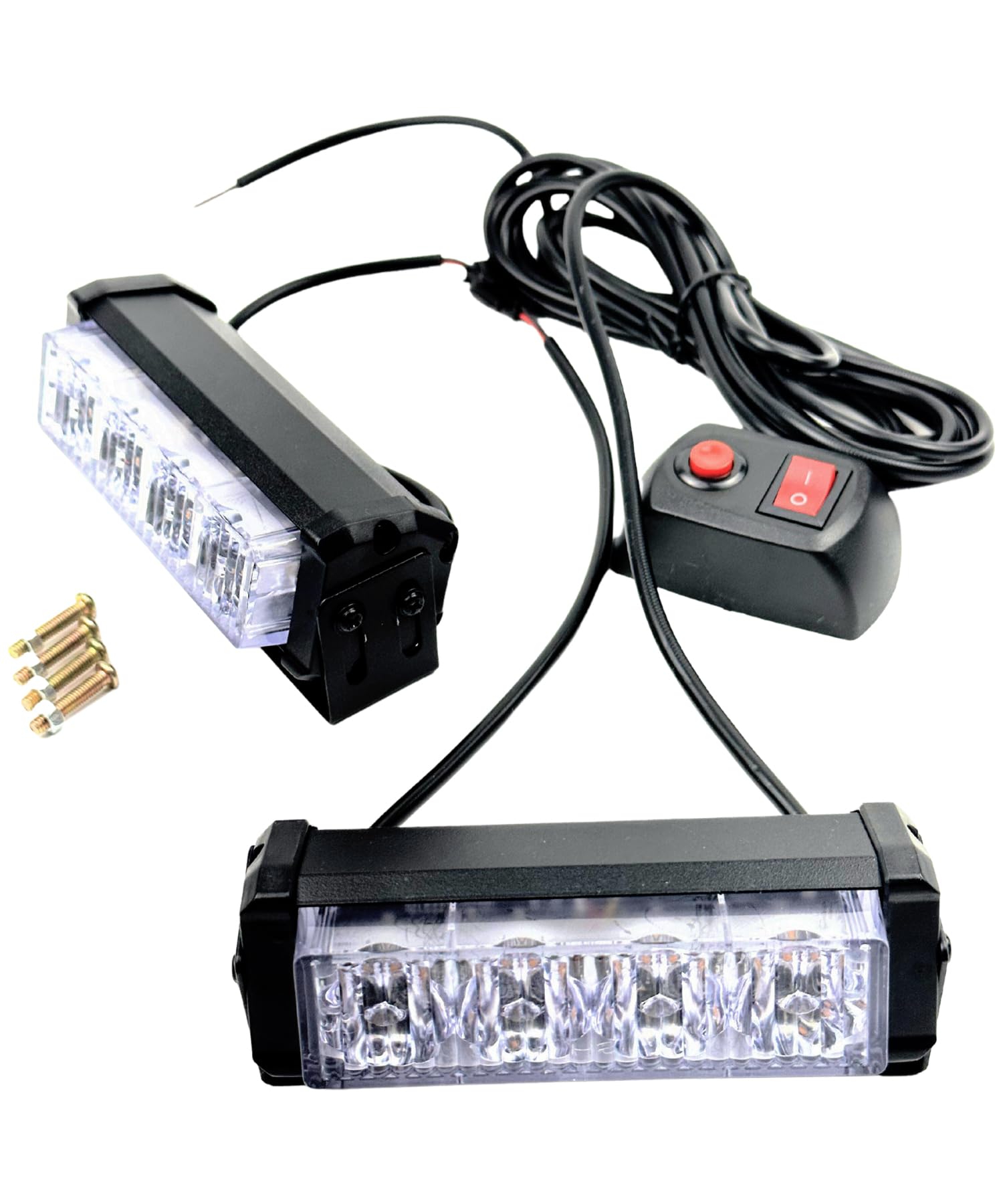 HTharros LED ストロボライト 警告灯 ライトバー パトランプ 6パターン 点灯 12V トラック 自動車 バイク用 レッド 2個セット