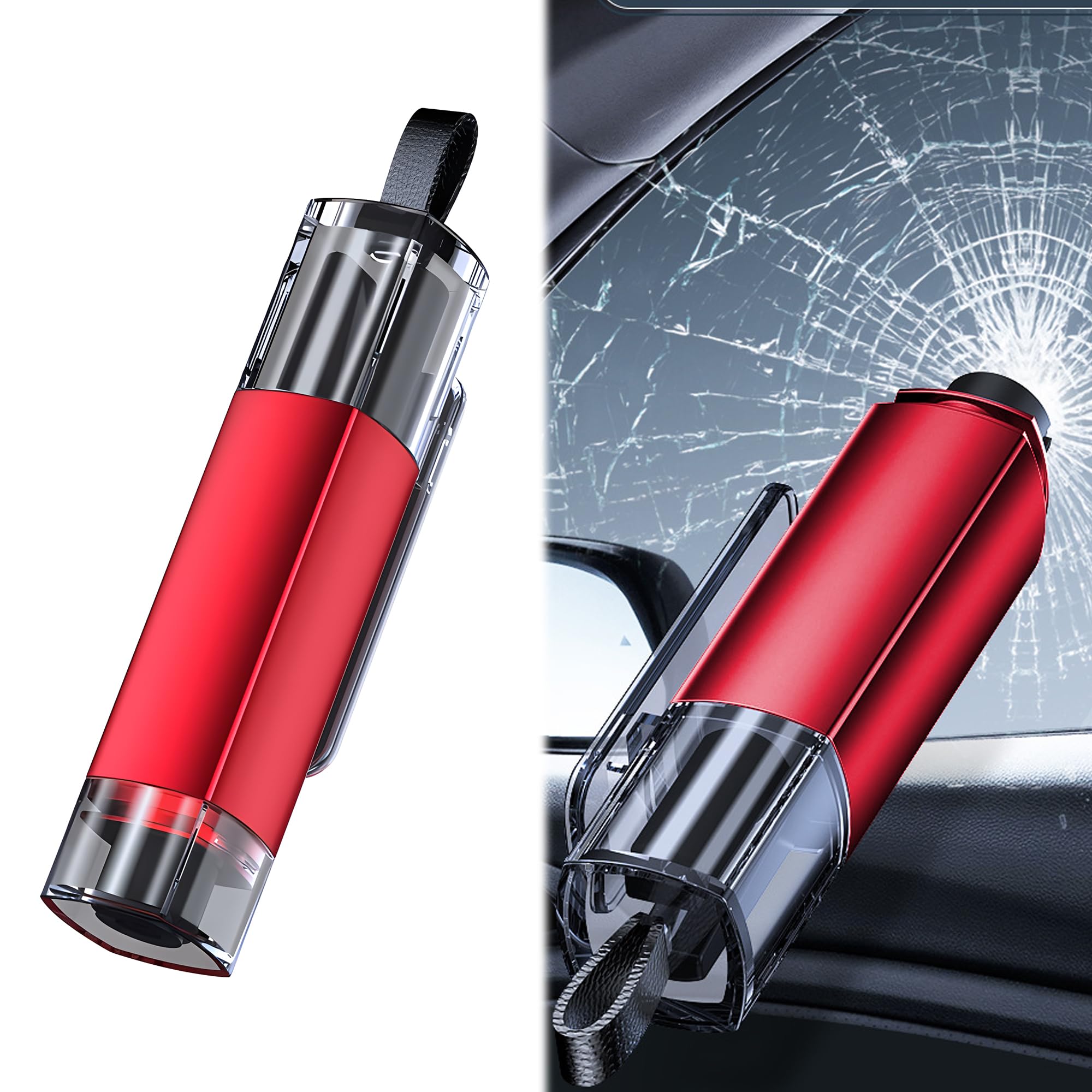 REYLNXR 安全ハンマー シートベルトカッター 緊急脱出ハンマー 救援ハンマー ミニ 多機能 車載工具 緊急脱出装置 携帯型（製品の内容：赤い安全ハンマー1個入、テスト用ガラスを含む）