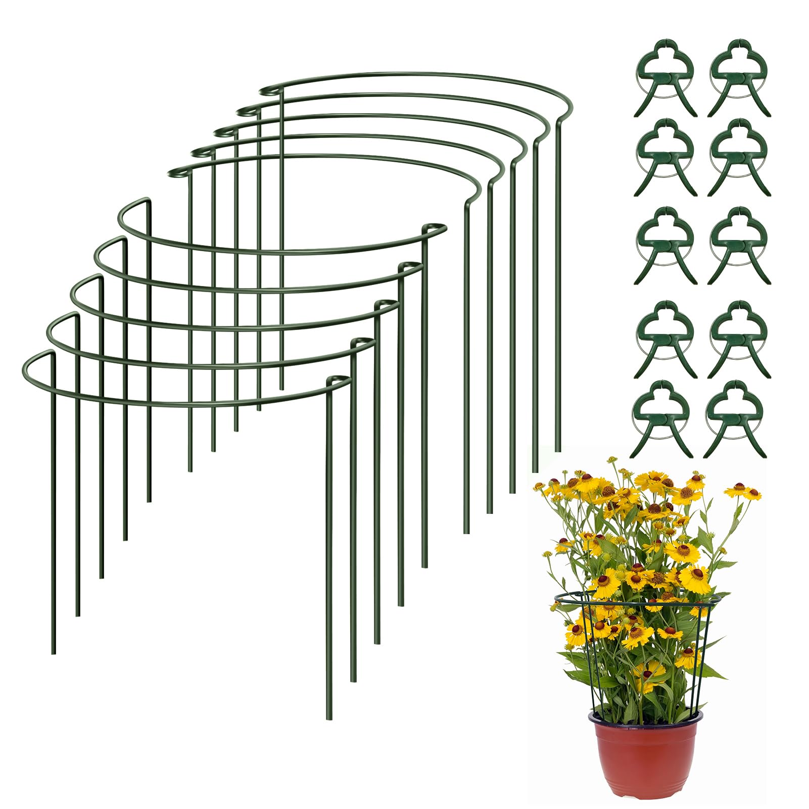 YOUSHY 支柱 園芸 10個セット 半形観葉植物 支柱 植物サポートリング 花ささえ 農業用 園芸用品 ガーデニング花支え支柱 （25cmx40cm）