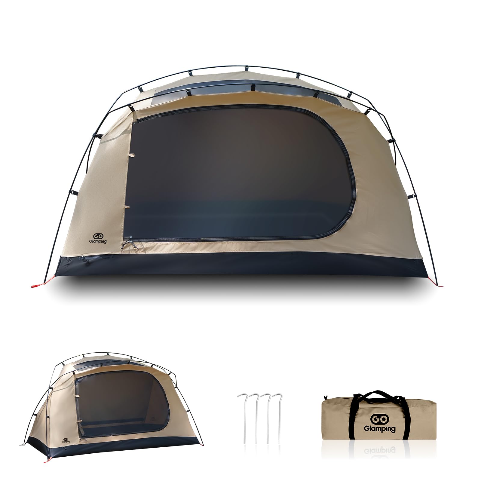 GOGlamping テント ツーリングドームテント TC ソロ 1人用 【SKY EYE 自立式 テント TC】 TCテント 軽量 アルミポール 前後入り口 メッシュ天窓 焚き火可 2重層 小型テント キャンプテント コ…