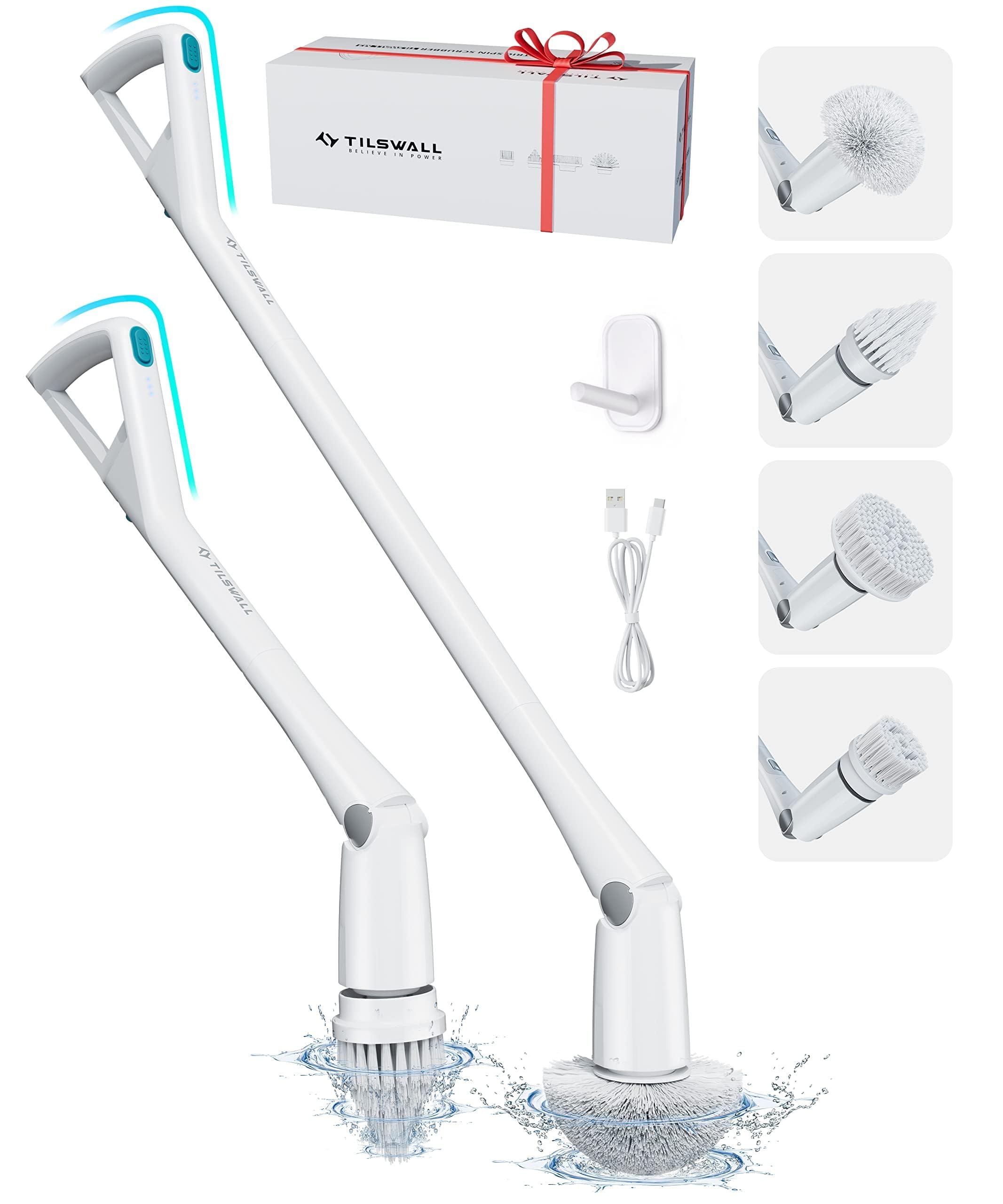 Tilswall M3 電動お掃除ブラシ バスポリッシャー お風呂掃除電動ブラシ 急速充電 角度調節 人間工学デザイン 軽量 コードレス 操作便利 浴槽磨き トイレ掃除 床 窓 壁 玄関の掃除