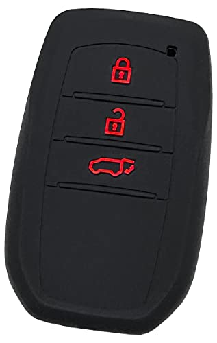 【IKT】トヨタ車用 スマートキー用シリコンカバー 3ボタン ブラックレッド/新型プリウス（2023～） / 新型ハリアー（2020～） / ヤリスクロス（2020～） / など 専用設計でピッタリサイズ 傷防止 さらさらシリコン TOYOTA車用（TS-030BKRE）