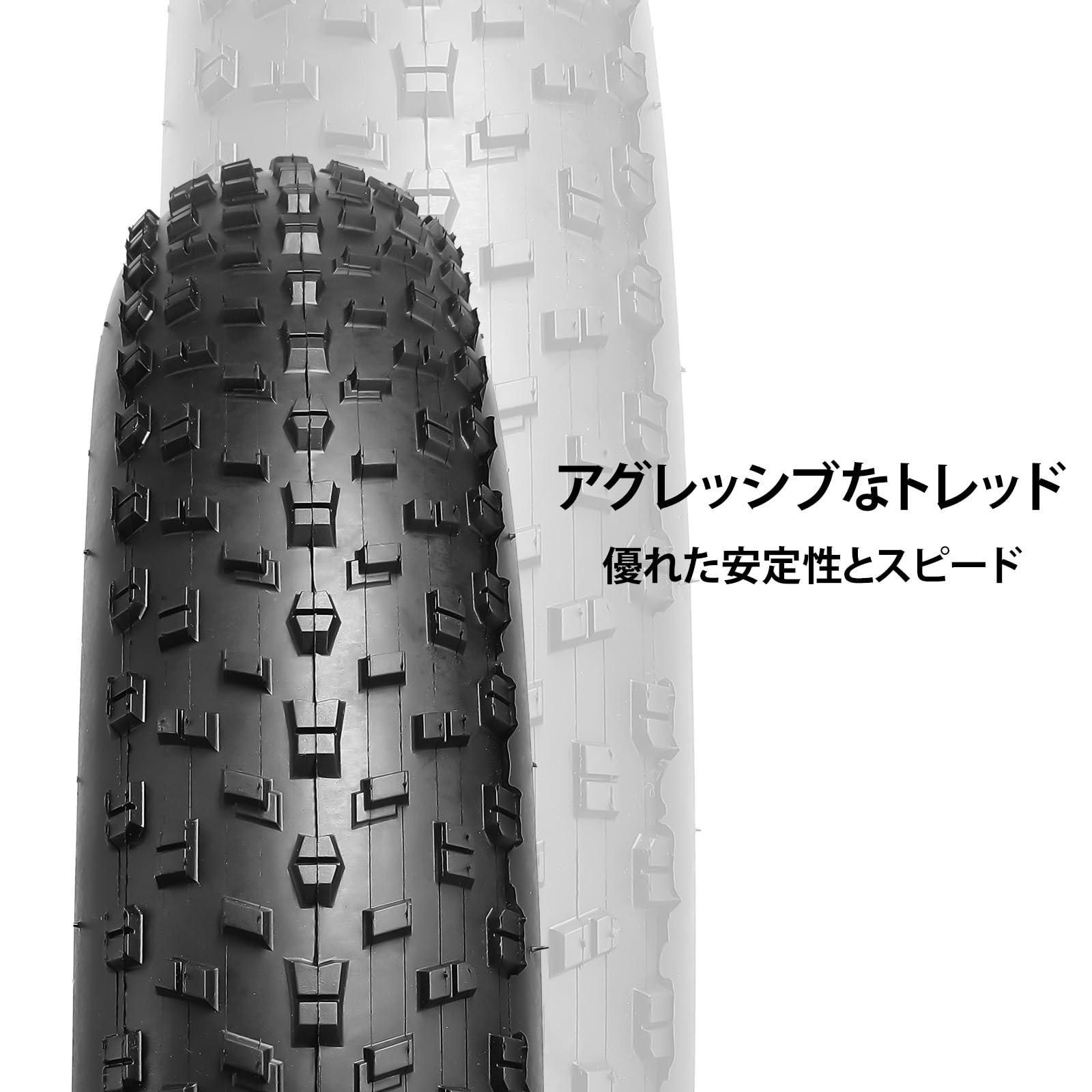 MOHEGIA ファットタイヤ: 20 x 4.0インチ ファットバイクタイヤ - 折りたたみビードの電動自転車タイヤ - 広いマウンテンスノーバイクに対応 - くろい 2