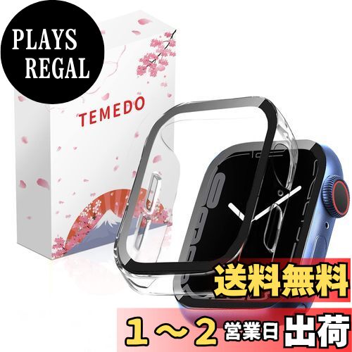 TEMEDO 対応 Apple Watch ケース 45mm 3D直角エッジデザイン アップルウォッチ カバー メッキ加工 PC素材 防水ケース Apple Watch カバー 全面保護 二重構造 アップルウォッチ ケース ガラスフィルム 一体型 Apple Watch 9/8/7 アップルウォッチ9/8/7 対応(45mm,防水のク