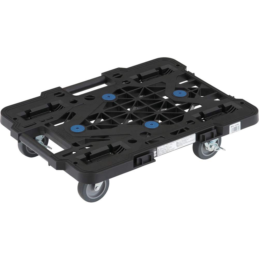 【送料無料】TRUSCO(トラスコ) 平台車 軽量 ルートバンメッシュタイプ 370×500荷重100kg 連結・スタッキング可能 4輪 オール自在 ストッパー付 黒 MPK-500JS-BK