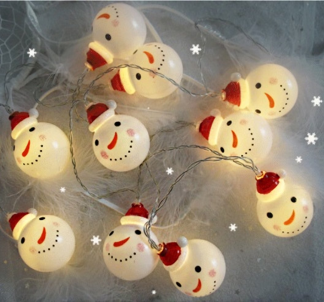 〈HOTEISON〉クリスマス 飾り LED ライト サンタ イルミネーション 2m 10球 USB式 雪だるま