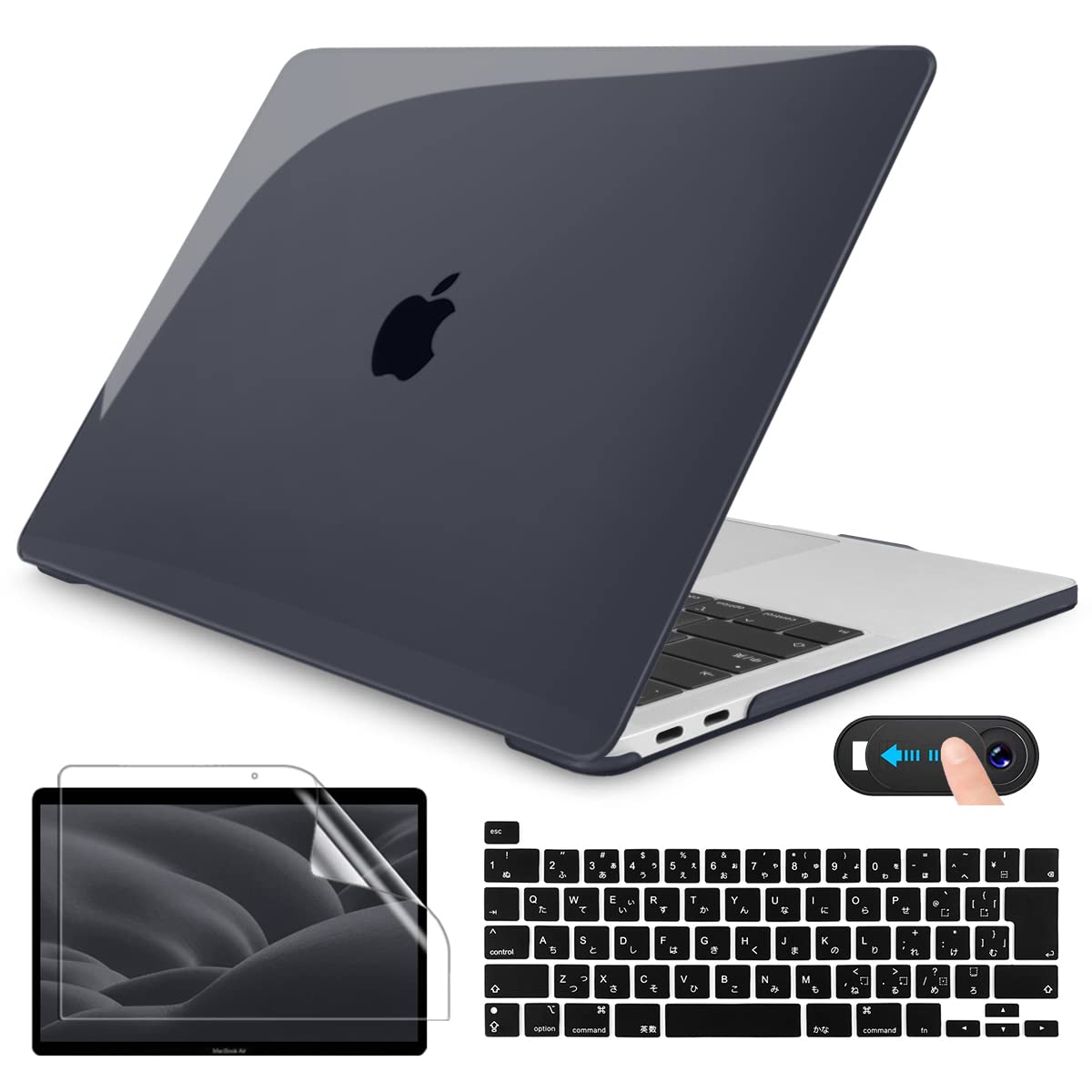 商品情報商品の説明説明 新型 MacBook Pro 13 ケース、ブラック 透明 シェルカバー +画面フィルム+日本語JIS キーボードカバー + webcam coverの4in1セットです。 ケース対応のパソコンとモデル：2020 2021 2022 New MacBook Pro 13 inch with Touch Bar & Touch ID (A2251/A2289/A2338 M2 M1) ATTENTION:ご注意、ご購入前に、Macbookの後ろのモデル番号「Axxxx」を対照し、ご確認の上にお買い求めください。 ケースについて、Hard Shell Case Features プラスチック製で、触り心地よい同時、優れた保護性があります。アップルのロゴを切り抜きません、完全カバーで、MacBookを傷や汚れから保護します。ケースのデザインによって、アップルのロゴは見えます。ご注意：透明度は色によって異なります。どうぞご了承ください。 シンプルなデザインケース、本来の機能を邪魔しないで、 Macbookカバーをつけたまま各機能をいつもの通り使えます。MacBook の開閉、充電、周辺機器の接続に可能、とても便利です。 A2338/A2251/A2289用の日本語JIS配列キーボードカバー USキーボードと違って、日本語キーボードカバー専用に設計されJIS配列キーボードカバーです。（Japanese layout keyboard cover,Not US layout,please notice it）。高級の無毒シリコーン素材を採用し、キズがつきにくいし、滑りにくいし、耐久性があります。 キーボードをほこり、キーの磨耗、汚れ、水などから完全に保護します。汚れた場合は中性洗剤で何度でも洗うことができます。再利用可能です。 画面フィルム、保護スクリーンプロテクター Screen protector付き。 極薄、厚さがわずか0.1mmのスクリーン用保護フィルムです 。貼りやすく剥がれにくいシートです、シートを剥がしても糊が残りません。 フィルムの貼り方：おMacBookのScreen部分を清潔して、フィルムの端から剥離フィルムを剥がし、端から気泡を押し出すように貼ってください。ご注意：フィルムを剥がす時はゆっくり剥してください。 ウェブカメラカバー webcam cover付き。 おMacBook Proのウェブカメラを隠ぺし、プライバシー保護し、パソコンを自由に使います。コンパクト、ちょうどいいのサイズで、ピッタリと合いました。極薄、貼る前と後でMacBookなどの操作性に邪魔もなく、良い使用感と保護性があります。 【商品保証】 商品保証について、CISSOOK製品はご購入日から12ヶ月間の保証がございます。商品の品質には万全を期しておりますが、万が一製品に何らかの問題がございましたら、こちらのアフターサービスに連絡してください。迅速に対応させていただきます。主な仕様 ●ケースの対応機種:2020 2021 2022年最新のMacBook Pro 13 インチ A2338 M2&M1 A2251 A2289 モデル。ご注意：他のパソコン型番に適用しません。お手数ですが、ご購入前に、必ずおMacBook　Proの後ろのモデル番号「Axxxx」を対照し、ご確認の上にお買い求めください。br●MacBook Proカバーの仕様。材質：プラスチック サイズ: 30*21.6*1cm　重量：230g　カラー：ブラック　アップルのロゴ部分を切り抜きません、完全カバーで、MacBookを傷や汚れから保護します。ケースのデザインによって、アップルのロゴは見えます。ご注意：透明度はケースとマッグブックの色によって異なります。どうぞご了承くださいませ。br●A2338/A2251/A2289通用の日本語JIS配列キーボードカバー。Attention:Japanese layout keyboard cover,Not US layout English Keyboard cover,please notice it.品質なシリコン製キーボードカバーです。柔軟性があり、丈夫、軽量、防水機能もあり、汚れている場合は、洗濯して繰り返し使用可能。超薄型、タッチ感が良い、タイピング感も快適です。br●画面保護フィルム Screen Protector + ウェブカメラカバー webcam cover付き。MacBook Proのスクリーンに保護し、ウェブカメラを隠ぺし、プライバシー保護し、パソコンを自由に使います。コンパクト、ちょうどいいのサイズで、ピッタリと合いました。極薄、貼る前と後でMacBookなどの操作性に邪魔もなく、良い使用感と保護性があります。br●お得な4in1セット。ハードケース(Hard Shell Case) +画面フィルム(Screen Protector)+日本語 JIS キーボードカバー(Japanese Keyboard cover)+ウェブカメラカバー (webcam cover)のセットです。愛用されたご貴重なMacBookを保護する為、自分の好きなスタイルを選択し、毎度パソコンを使って、気分も良くなるかもしれませんね。CISSOOK商品は信頼的な一年保証で、もし何か問題がございましたら、どうぞご遠慮なく、お問い合わせください。弊社は迅速に対応させていただきます。