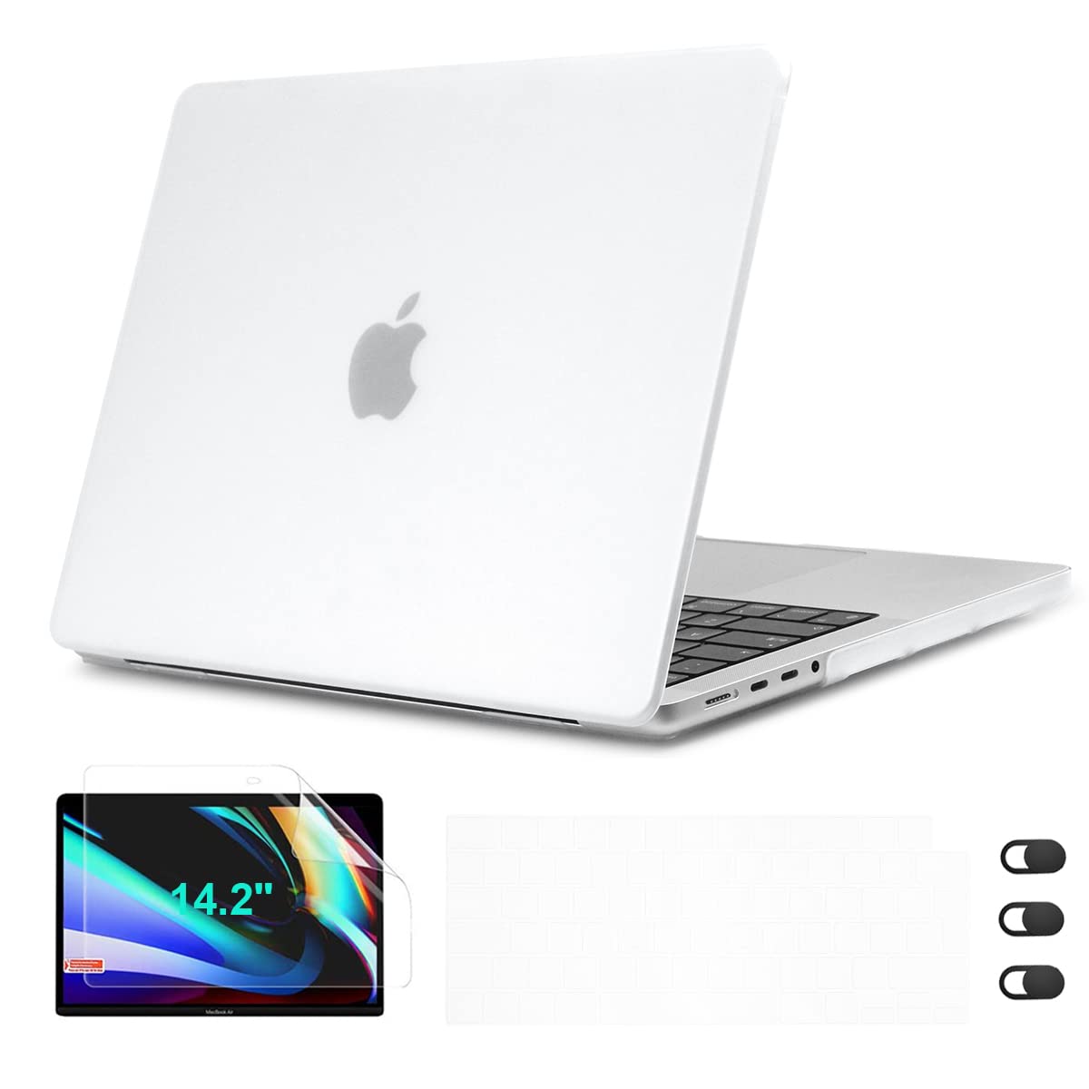 CISSOOK MacBook Pro 14インチ M3 ケース マット式 半透明 カバー 2021-2023 A2442 M1 A2779 M2 A2992 A2918 M3 対応 つや消しクリア 日本語 JIS配列 キーボードカバー + 画面フィルム付き