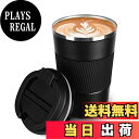 【送料無料】COLOCUP コーヒーカップ ステンレスマグ 保温保冷 直飲み 携帯マグカップ タンブラー 二重構造 真空断熱 380ML(ブラック, 380ML)