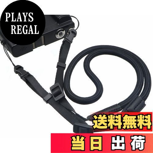 【送料無料】[INPON] カメラストラップ ネックストラップ 長さ調整可能 クライミングロープ製 ミラーレス一眼/コンパクトデジタルカメラ用 ブラック