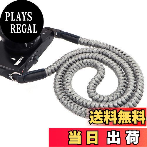【送料無料】INPON カメラストラップ パラコード編み ネックストラップ ショルダーストラップ 丸リング/リングカバー付き 一眼レフ/ミラーレスカメラ用 グレー 線径13mm 全長105cm