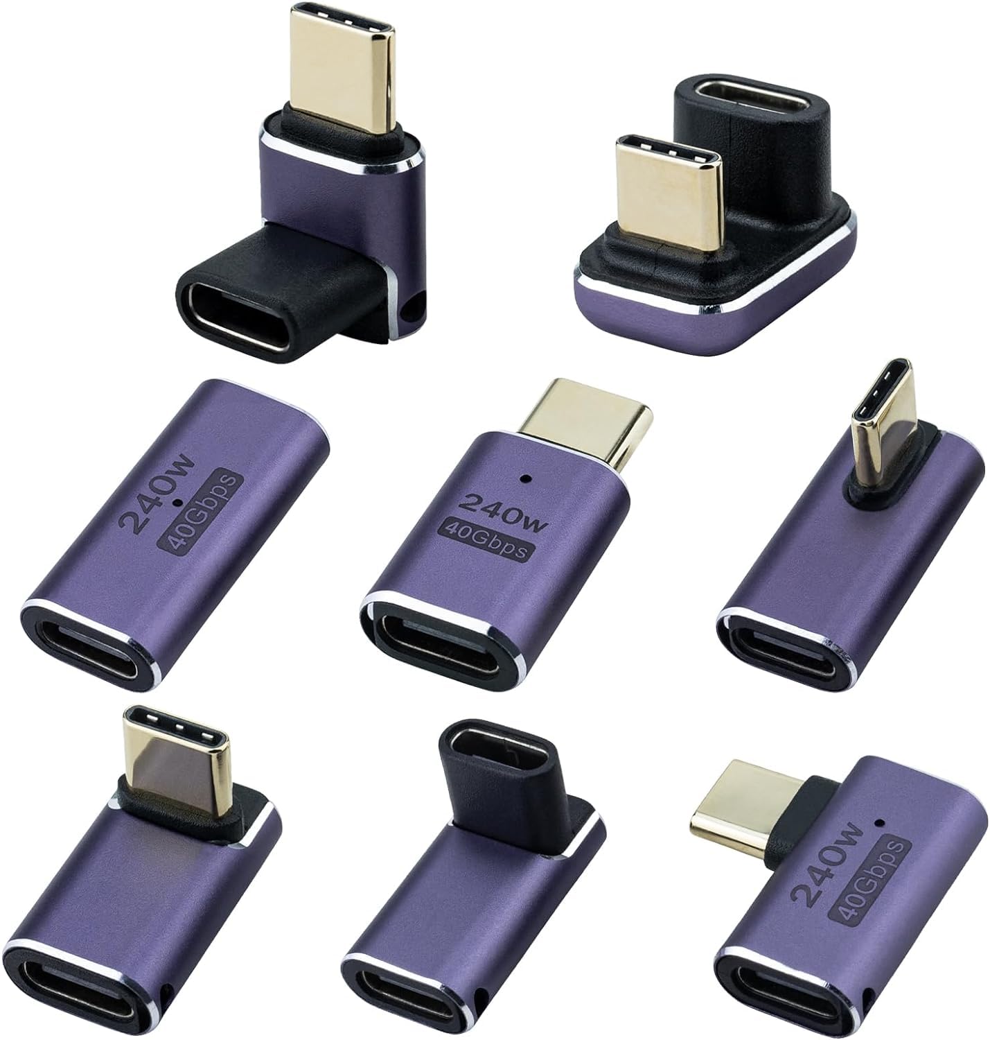 Leehitech 240W USB4.0 変換アダプター 40Gbps高速転送 USB Type C オス to メス 8K@60Hz映像出力 アダプターセット。Thunderbolt 4/3、iPad Pro、MacBook Air/Pro、Samsung、Nintendo Switch、DELL XPS 17、HUAWEI BookなどのType Cデバイスに互換性（8種類セット）