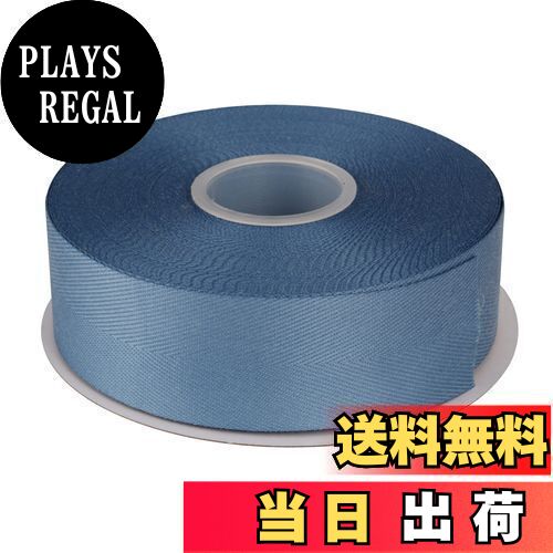 【送料無料】ITIsparkle ポリエステル綾リボンヘリンボーンテープ 幅38mm×22M巻 手芸 服飾 ラッピング ちょう結び リボン #338-アンティークブルー