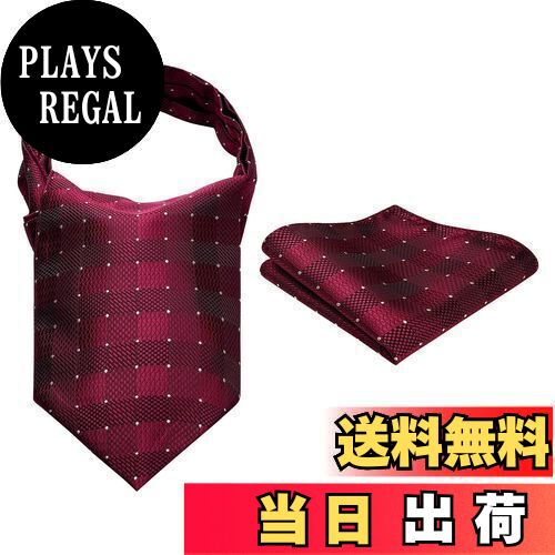 [HISDERN] アスコットタイ メンズ シルク 赤 ワインレッド ネッカチーフ フォーマル スカーフ 水玉 おしゃれ 男性 結婚式 紳士…