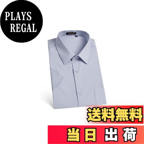 【送料無料】[HISDERN] グレー ワイシャツ 半袖 メンズ yシャツ ビジネス ノーアイロン 形態安定 形状..