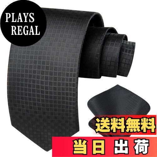 [HISDERN] ビジネス ネクタイ メンズ 黒 フォーマル ネクタイ ストライプ柄 チーフ セット シルク 高級 ブランド 就活 ねくたい HTC0601L18S