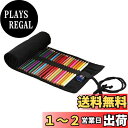 【送料無料】Hitasi 色鉛筆収納バッグ 巻き型 純黒 キャンバス ロールペンケース 12/24/36/48/72穴 画筆ケース 道具入れ 大容量 筆入れ 筆...