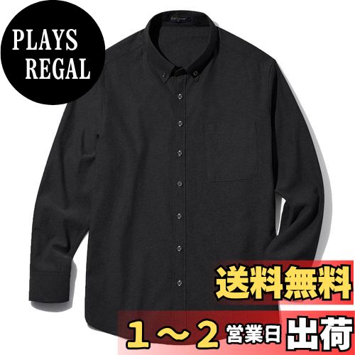 [Enlision]シャツ メンズ 長袖 ブラック オックスフォード カジュアルシャツ ボタンダウン メンズシャツ イージーケア 大きいサイズ L