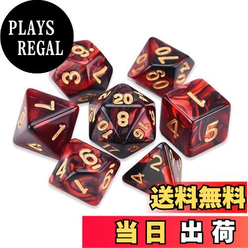 LIANHATA 多面体 ダイス サイコロ セット アクリル 7個入り D20 D12 D10 D8 D6 D4 神話TRPG MTG カードゲーム テーブルゲーム用 4面 6面 8面 10面 12面 20面 (赤*黒)