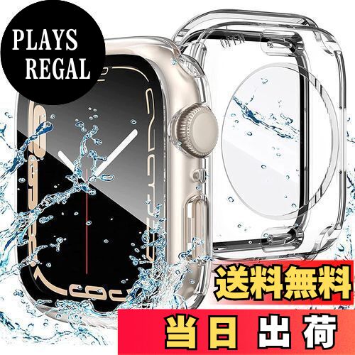 【送料無料】【2023冬強化版】ILYAML for Apple Watch ケース 360度全面防水 バンド 水泳・スポーツ専用 ガラスフィルム 一体型 apple watch 用 カバー 360フルボディ防水 アップルウォッチ ケース Apple Watch Series9/8/7 45mm対応 クリア