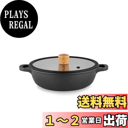 SENSARTE 両手鍋 卓上鍋 すき焼き鍋 24cm IH対応 ガス対応 一品万能 煮る 焼く 炒める 揚げる 焦げ付きにくい お手入れ簡単 ガラス蓋付 しゃぶしゃぶ カレー おでん
